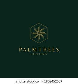 Palm trees logo design vector template