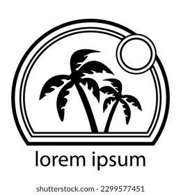 
Palm trees logo, icon, emblem. The concept for the logo of rest on the beach, summer, beach, printing, printing on T-shirts. Black and white illustration.