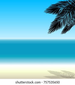 palm trees on the background of the sea, vector illustration
