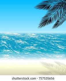 palm trees on the background of the sea, vector illustration
