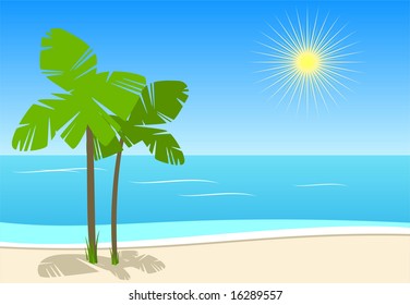 palm trees on the beach - full vector