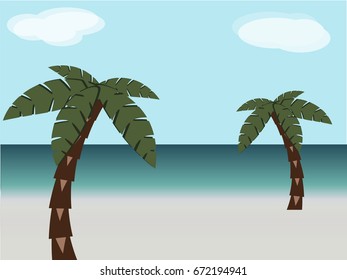 Palm trees on the beach and sea vector illustration