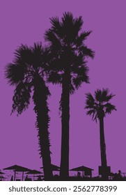 Palm trees on beach silhouette