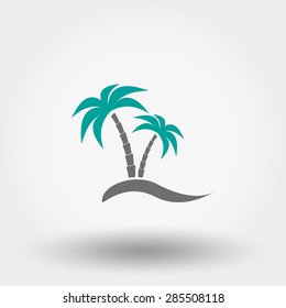 Palm trees on the beach. Vector illustration on a white background. Flat design style.