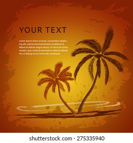 Palm trees on a brown grunge background