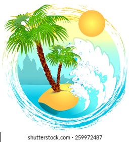 Palm trees on the island