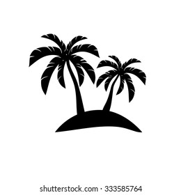 Palm trees on island. icon vector