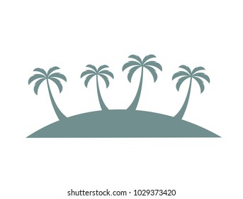 Palm trees on island. Vector illustration