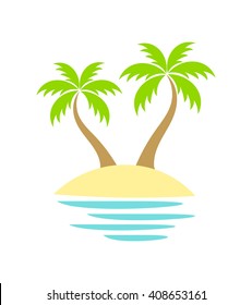 Palm trees on the island. Vector illustration