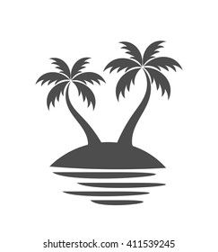 Palm trees on island. Vector illustration