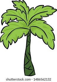 Palm trees on the ocean island. Vector illustration