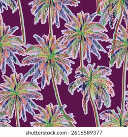 palm trees on purple background