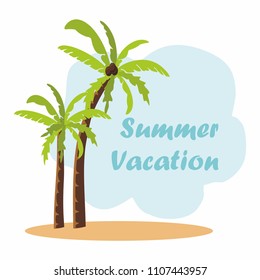 Palm trees on a sandy island. Summer vacation Illustration