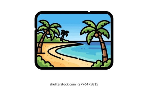 Palm trees on a sandy shore