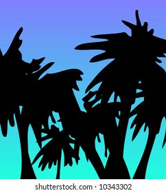 Palm Trees on Sea Background
