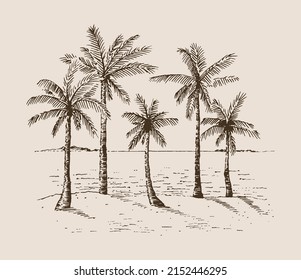 Hand Drawn Vector Landscape Mountains Trees Stock Vector (Royalty Free ...