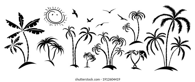 Palmeras en la orilla. Ilustración del vector