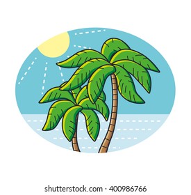 Palm trees on a summer sea background.