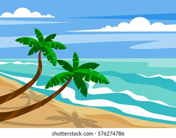Palm trees on a tropical beach Caribbean sea