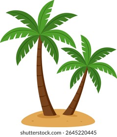 Palm trees on tropical island, summer vacation symbol, beach illustration with coconut trees, exotic holiday vector, nature and travel concept