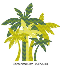 Palm trees on a zigzag background 