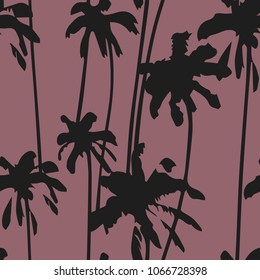 Palm trees pattern. Seamless hand drawn textures on exotic trendy background. Nature textile print. Modern tropical template for t-shirt, swimwear, web, card, placard, poster, cover, flyer, invitation