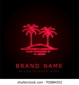 Palm trees red chromium metallic logo