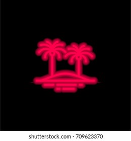 Palm trees red glowing neon ui ux icon. Glowing sign logo vector