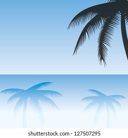Palm trees reflected on sand.vector