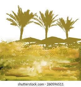 Palm trees and sand. Vector