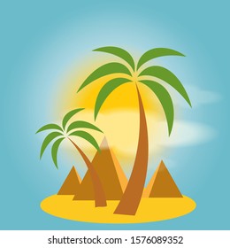 Palm trees, sea, pyramids - Egyptian concept