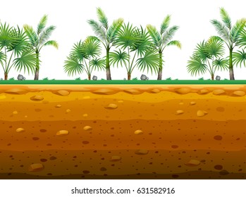 Palm trees in seamless background pattern