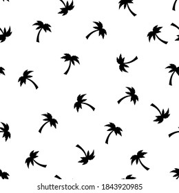 Palm Trees Seamless Pattern On White Background.