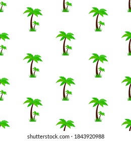 Palm trees seamless pattern on white background.