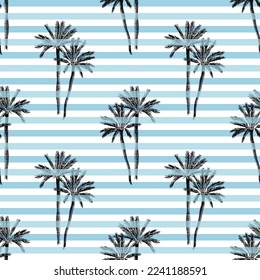 Palm trees seamless pattern on white background