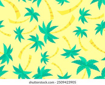 Patrón sin fisuras de palmeras. Fondo de verano con palmeras tropicales con follaje verde. Diseño para imprimir en camisetas, Anuncios, Fondos de pantalla, fundas y artículos promocionales. Ilustración vectorial