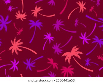 Palm trees seamless pattern. Summer time, wallpaper with tropical palm trees pattern. Design for printing t-shirts, banners and promotional items. Vector illustration