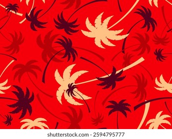 Palm trees seamless pattern. Summer time, wallpaper with tropical palm trees pattern. Design for printing t-shirts, banners and promotional items. Vector illustration