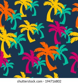 Palm trees seamless tropical pattern - bright colors.