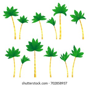 Palm trees set isolated on white background. Design elements.