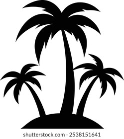 Palm Trees Silhouette Art | Black and White Vector Illustration.Elegant black and white vector illustration featuring palm tree silhouettes. Perfect for tropical-themed designs, backgrounds, posters, 