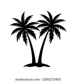 Palm trees silhouette art on white background