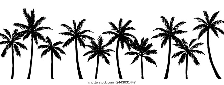 Palm trees silhouette background vector illustration