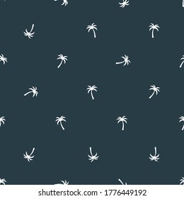 Palm trees silhouette. Coconut tree silhouette. Seamless vector illustration set of tropical trees on blue background