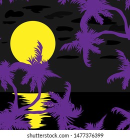 Palm trees silhouette for concept design. Vector background beach. Science background.