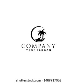 Palm trees silhouette emblems. logo travel company, travel agency. Vector illustration. icon sign. design element