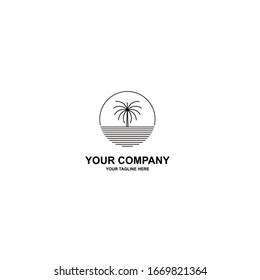  Palmenbäume Silhouette Embleme. Reisebüro, Reisebüro. Vektorillustration. Symbol. Designelement