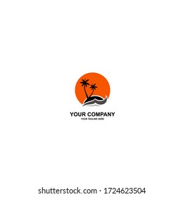 Emblemas de silueta de palmeras. empresa de viajes con logotipo, agencia de viajes. Ilustración vectorial. signo de icono. elemento de diseño