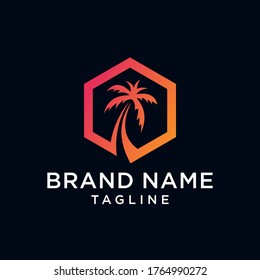 Palm trees silhouette emblems. logo travel company, travel agency. Vector illustration.