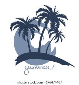 Palm trees silhouette emblems. logo travel company, travel agency, touristic company or organization. Vector illustration. icon sign. design element